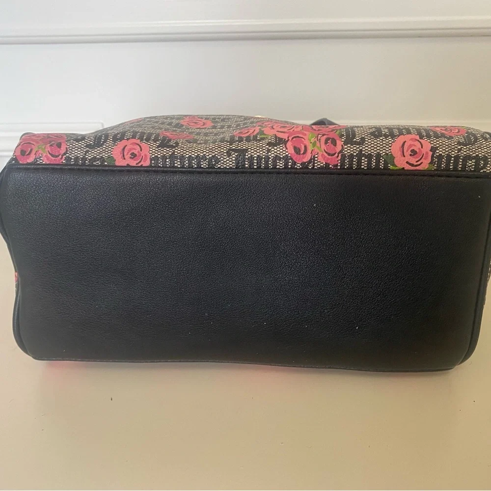 Juicy Couture Charcoal and Pink Floral Satchel with Structured Design - Picture 4 of 7